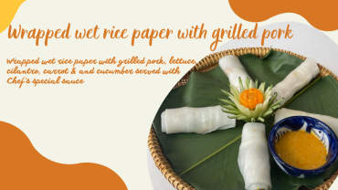 Wrapped wet rice paper with grilled pork – Banh uot cuon thit nuong 